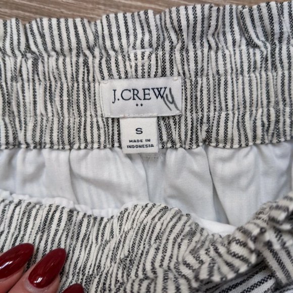 J. Crew Linen Cotton Blend Pinstriped Paper Bag Pull On Skirt Size Small - Picture 4 of 10